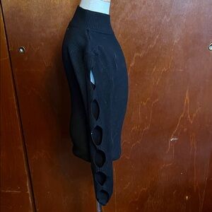 Black Sweater with Cut-Out Sleeve Design